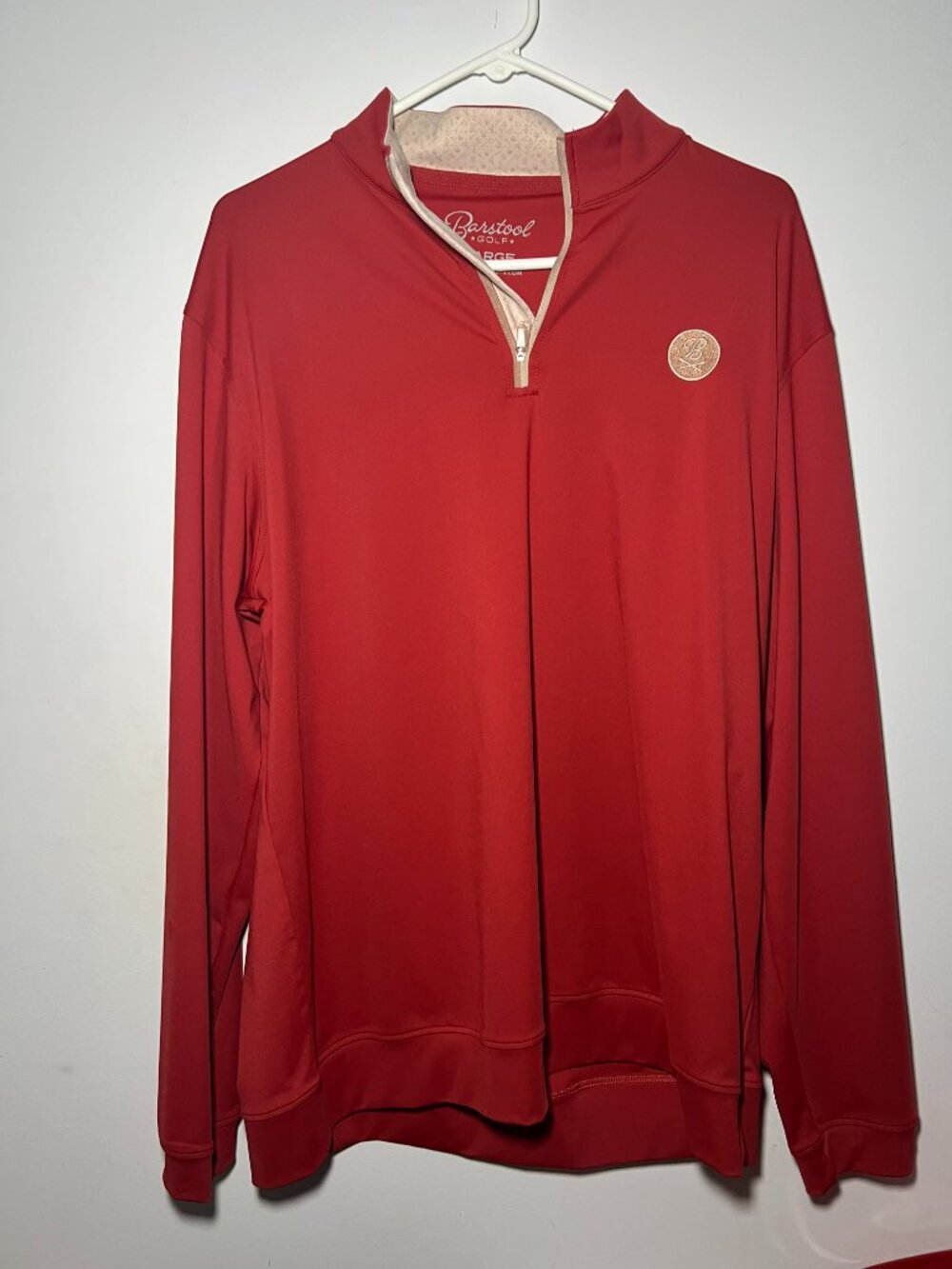 Barstool Golf Quarter Zip Pullover Men's Rust Performance Stretch Athletic Golf - Picture 3 of 7